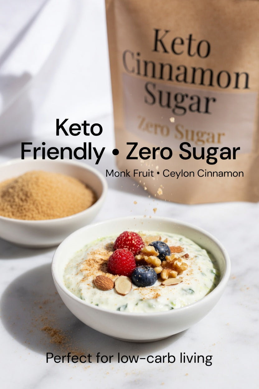 Keto Cinnamon Sugar - Zero Sugar Sweetener - Monk Fruit & Ceylon Cinnamon