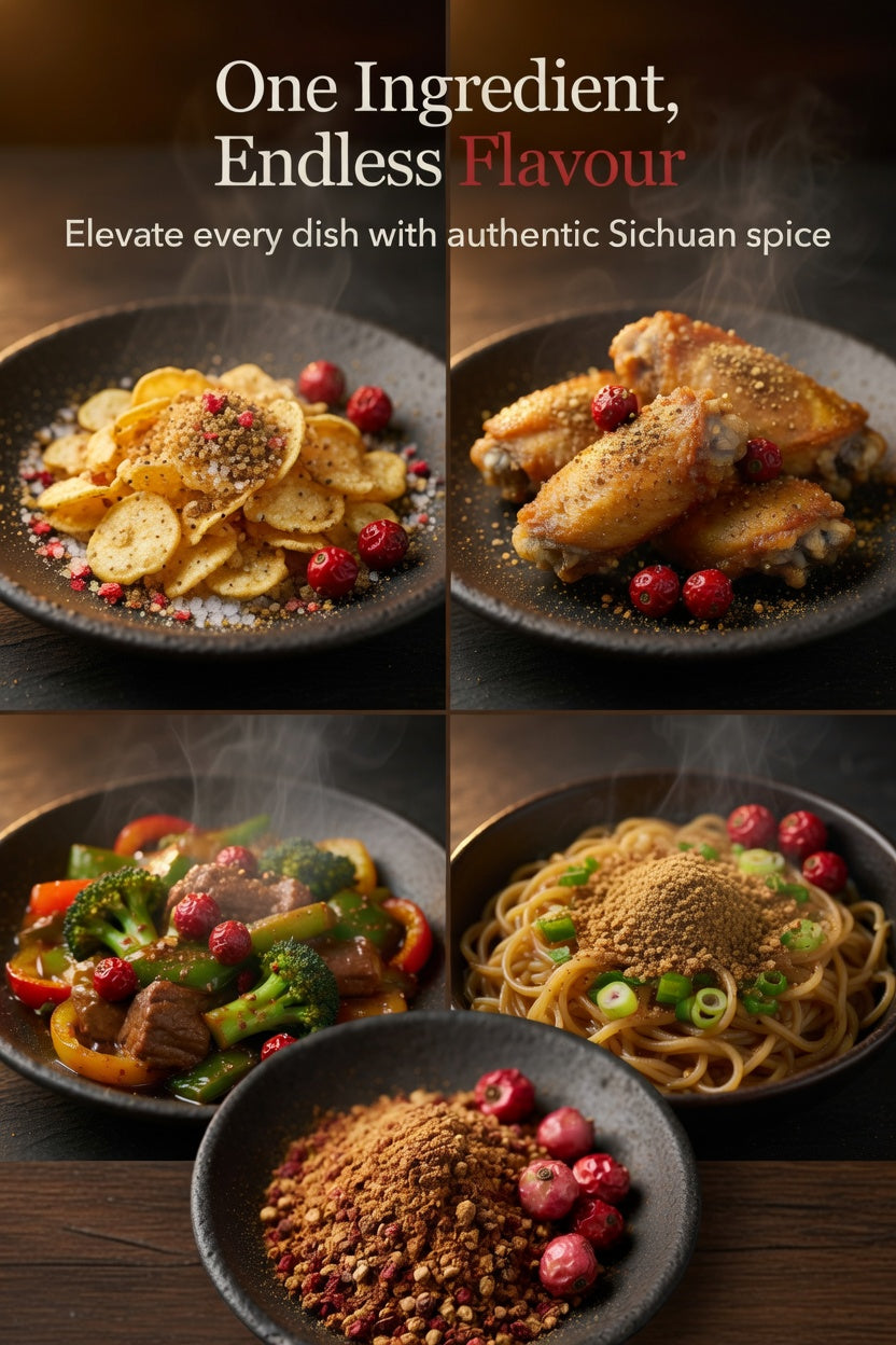 Freshly Ground RED Sichuan/Szechuan Peppercorns–Chinese Mala Flavour