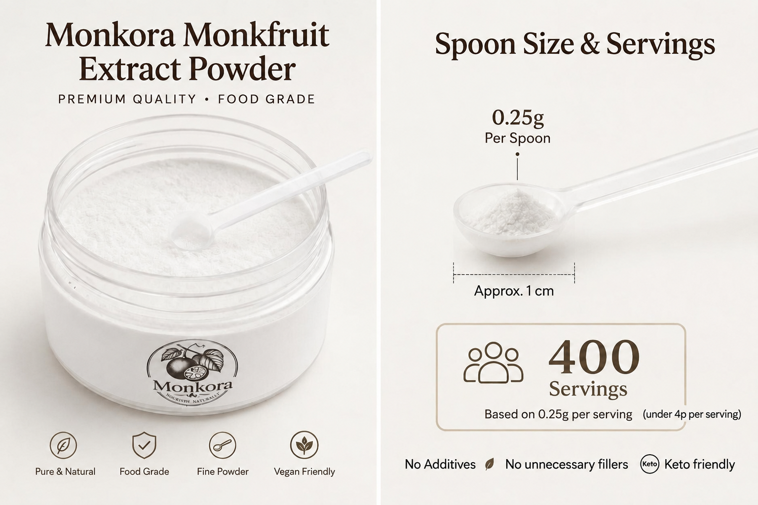 Pure Monk Fruit Sweetener Powder - "Monkora"